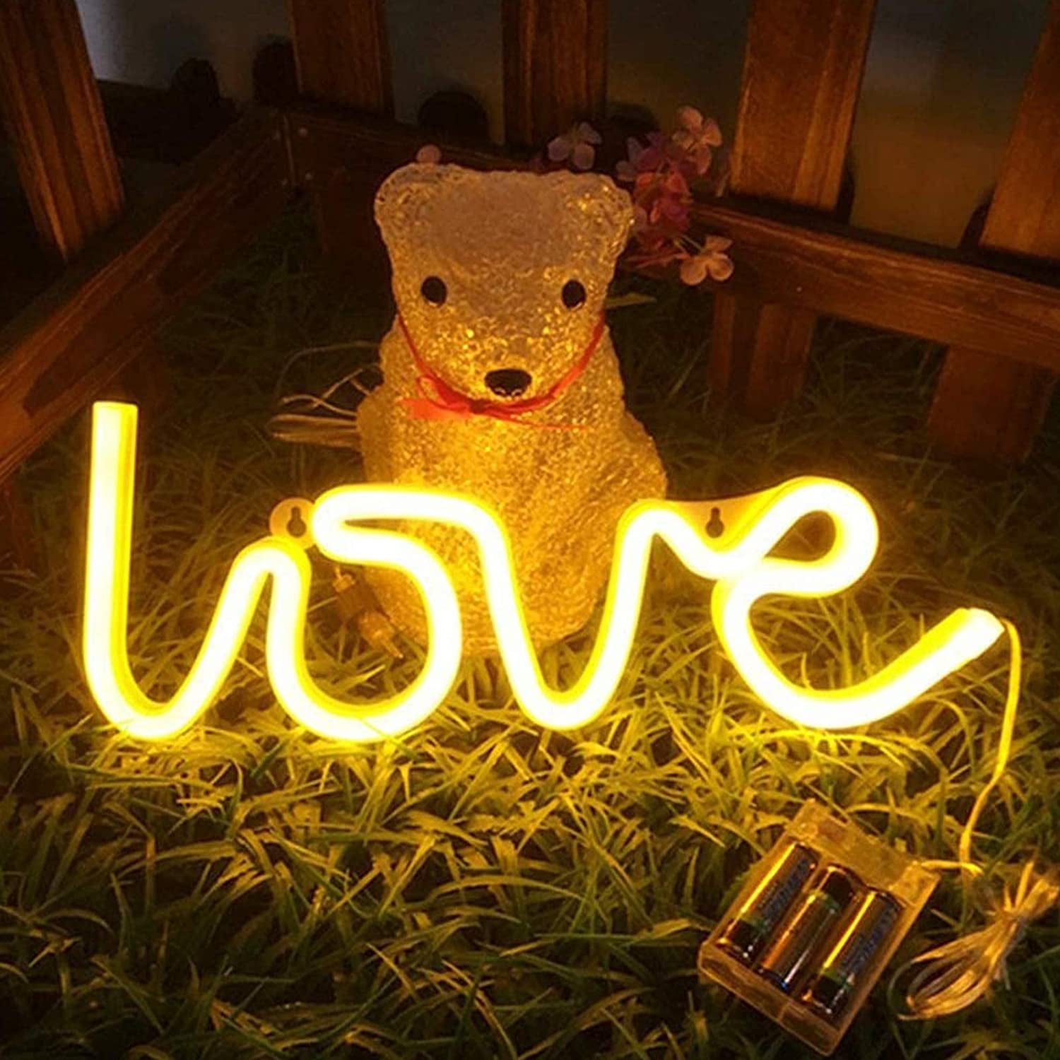 Love Neon Sign-Neon Signs for Bedroom,Usb or Battery Neon Light for Wall,Led Neon Light as Neon Wall Signs for Girls Love Light up Sign for Christmas Party Wedding Kids Room Living Room, Warm White