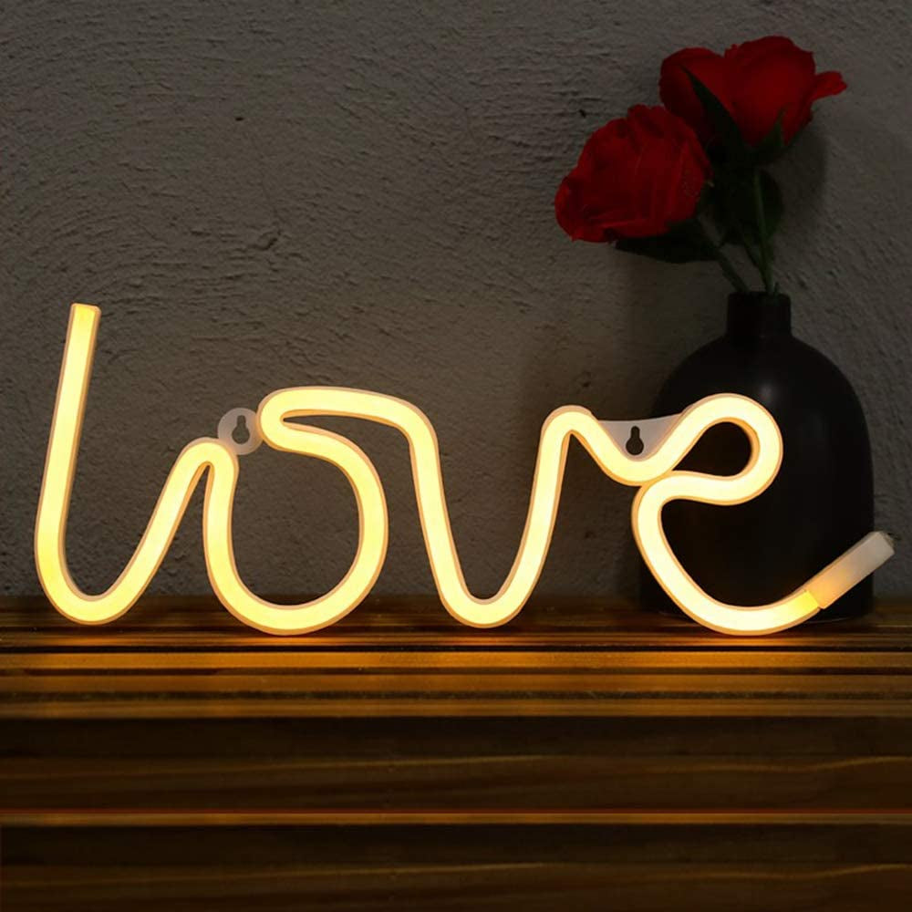 Love Neon Sign-Neon Signs for Bedroom,Usb or Battery Neon Light for Wall,Led Neon Light as Neon Wall Signs for Girls Love Light up Sign for Christmas Party Wedding Kids Room Living Room, Warm White