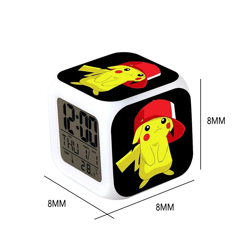 Pokemon Alarm Clock LED Digital Clock 7 Color Changing Light Night Glowing Kids Desk Clock Children Gift for Kids