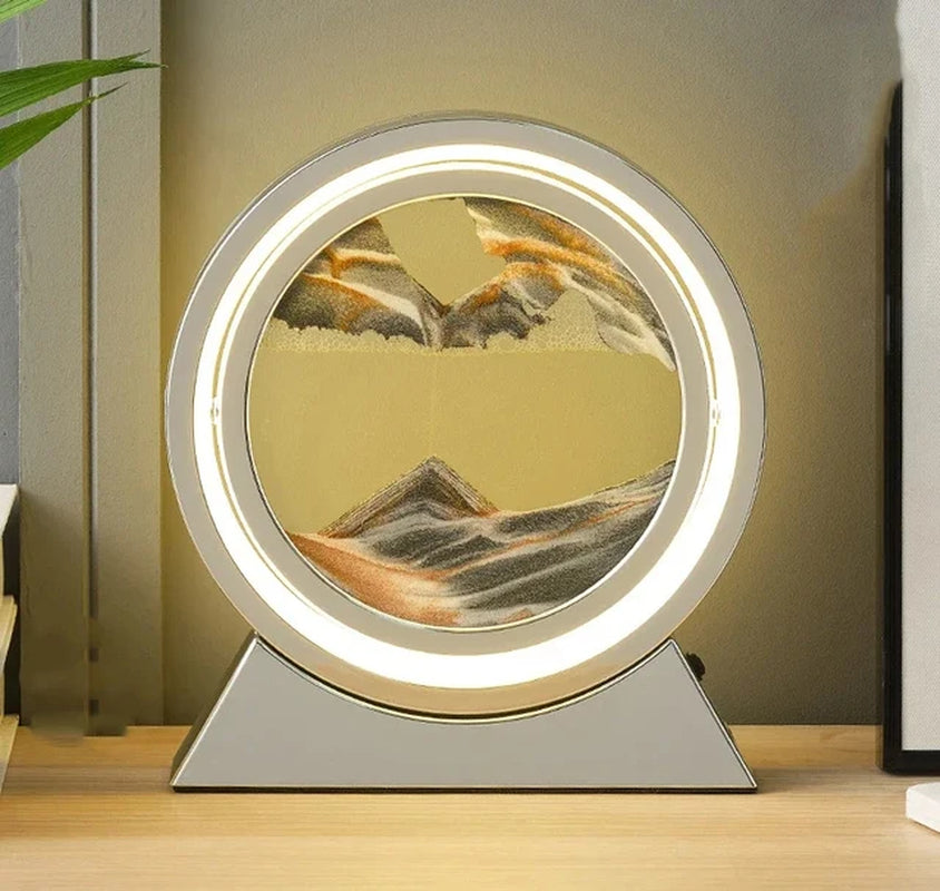 LED Light Creative Quicksand Table Lamp Moving Sand Art Picture 3D Hourglass Deep Sea Sandscape Bedroom Lamp for Home Decor Gift