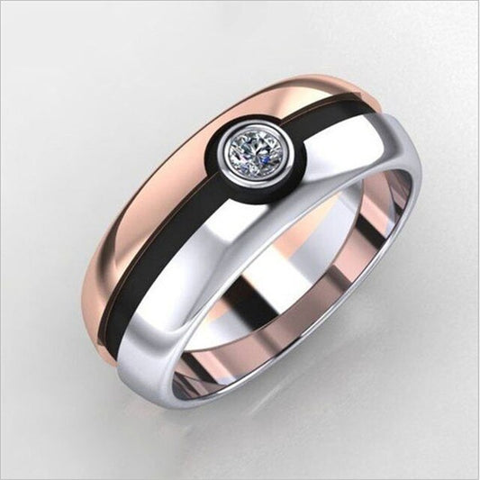 Blaike Creative Pokemon Elf Ball Two Tone Ring Wedding Engagement Ring Jewelry Gifts for Women Free Shipping