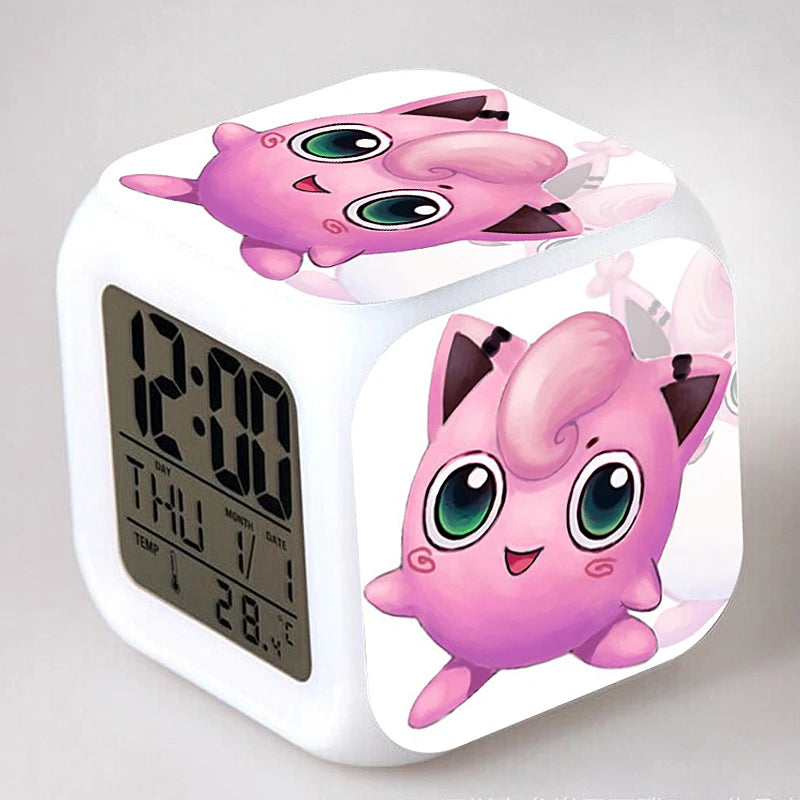 Pokemon Alarm Clock LED Digital Clock 7 Color Changing Light Night Glowing Kids Desk Clock Children Gift for Kids