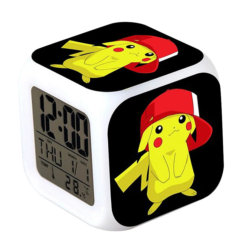 Pokemon Alarm Clock LED Digital Clock 7 Color Changing Light Night Glowing Kids Desk Clock Children Gift for Kids