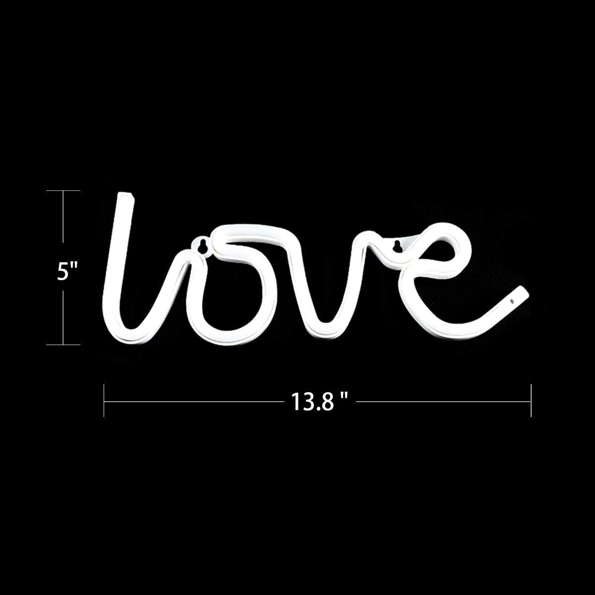 Love Neon Sign-Neon Signs for Bedroom,Usb or Battery Neon Light for Wall,Led Neon Light as Neon Wall Signs for Girls Love Light up Sign for Christmas Party Wedding Kids Room Living Room, Warm White