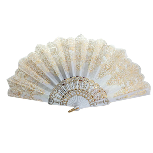 Spanish Style Dance Party Fan Wedding Silk Lace Fan Folding Held Flower Fan Lady Wedding Folding Hand Fan